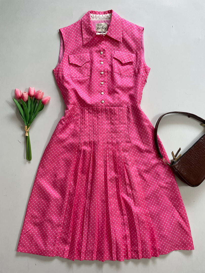 MODELL Pink Polka Dot Dress-Bust 38