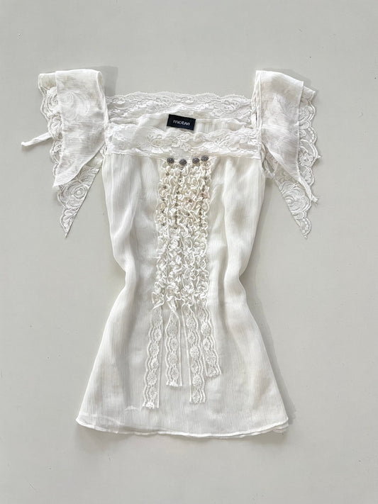 Motivi Lace Sheer Vintage Top-Bust 36