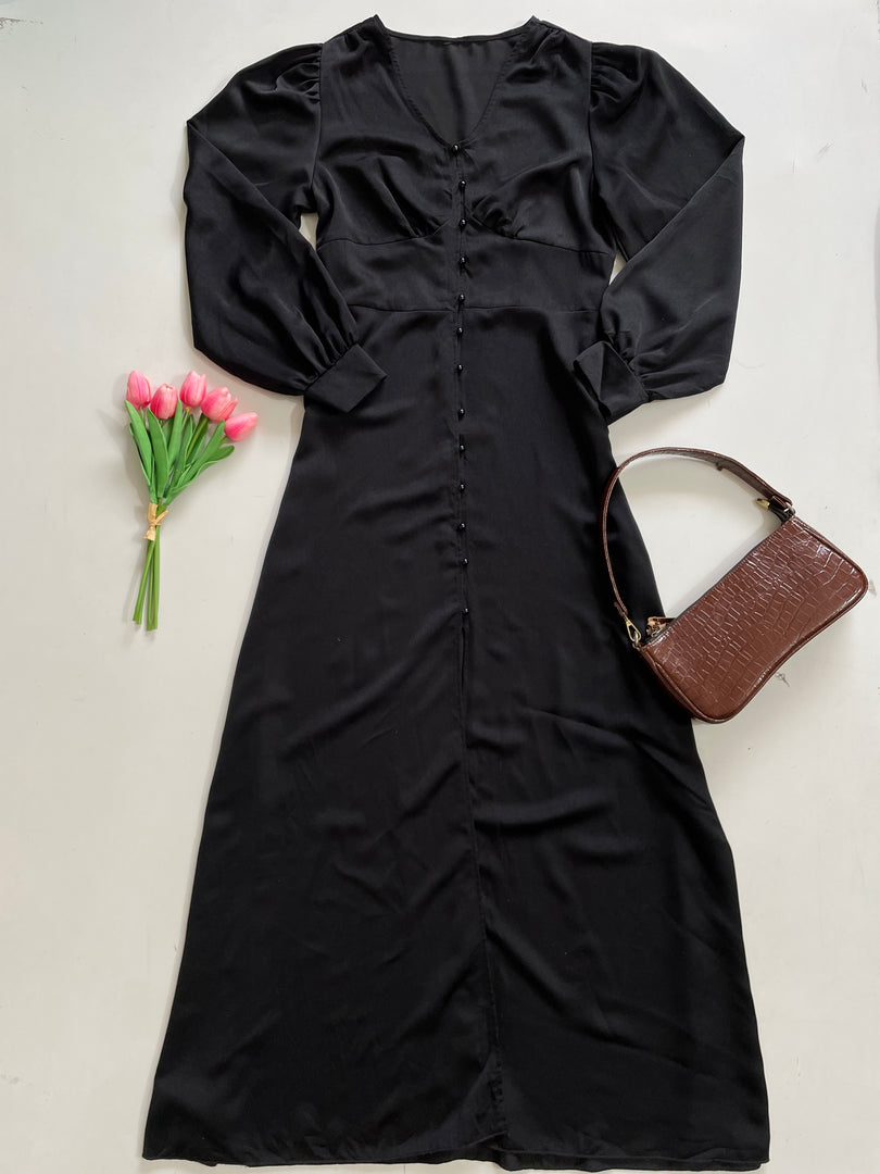 Black Button Down Dress-Bust 34