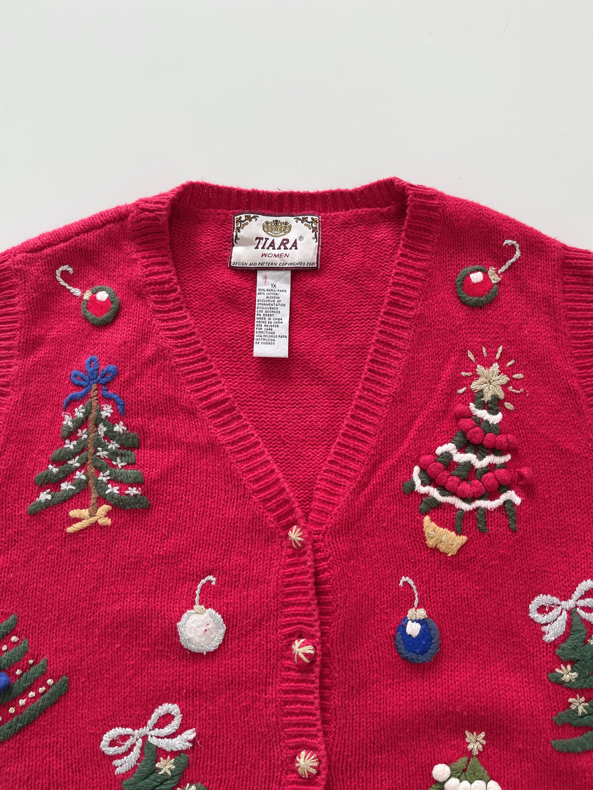 Tiara Women Embroidered Christmas Vest Sweater-Bust 50