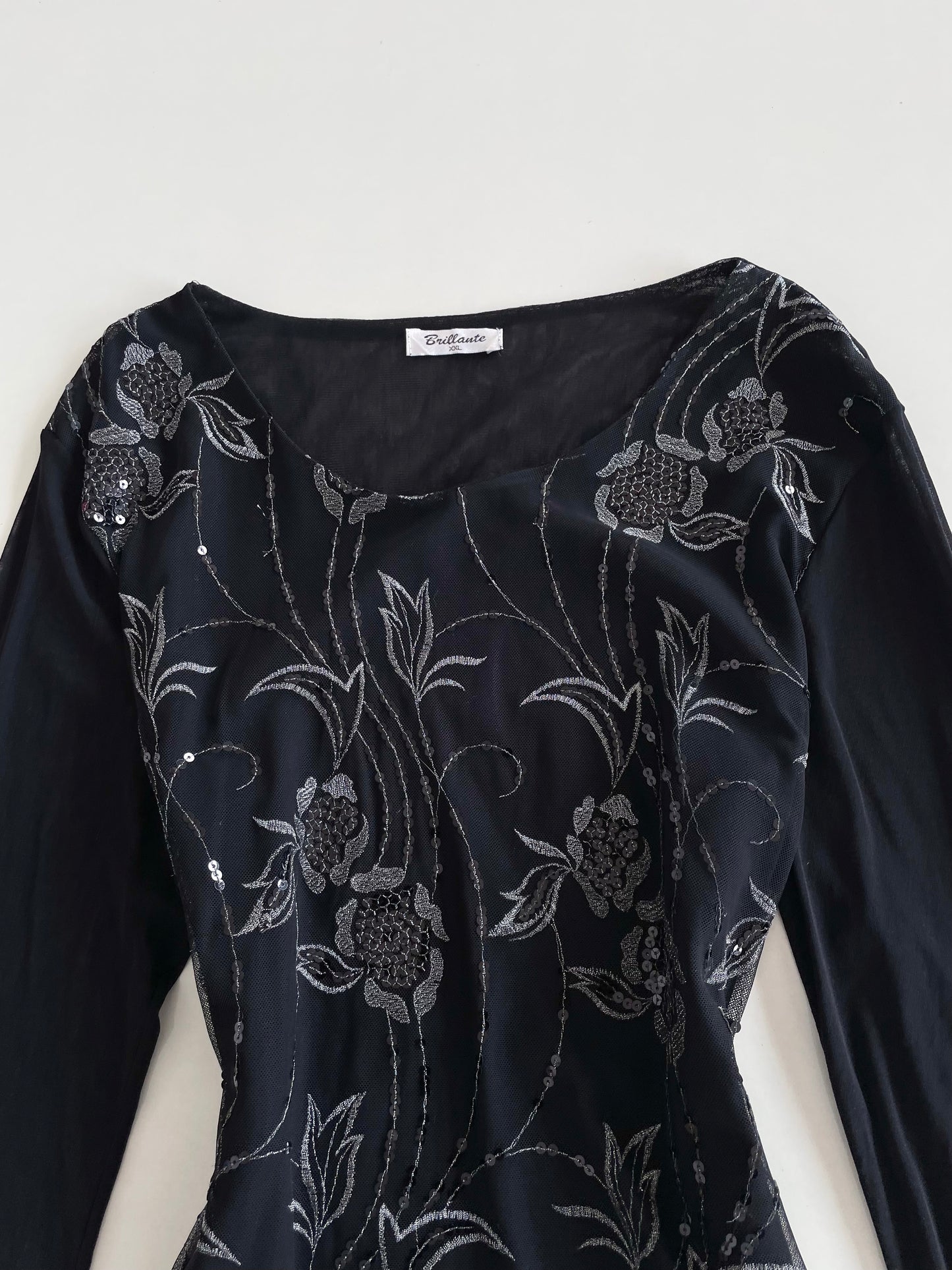 Brillante Sheer Embroidered Vintage Top-Bust 44