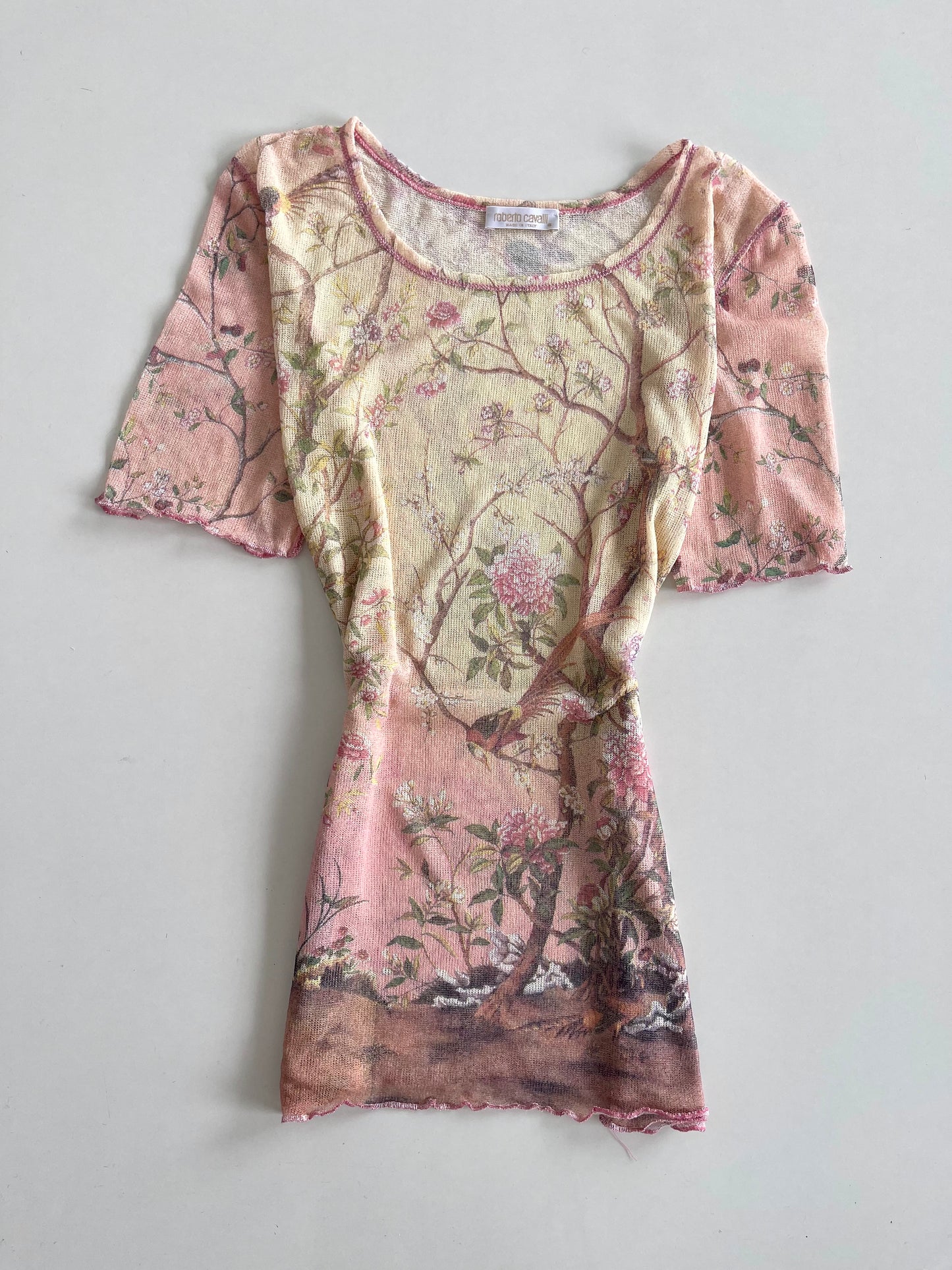 Roberto Cavalli Sheer Floral Vintage Top-Bust 42 to 44