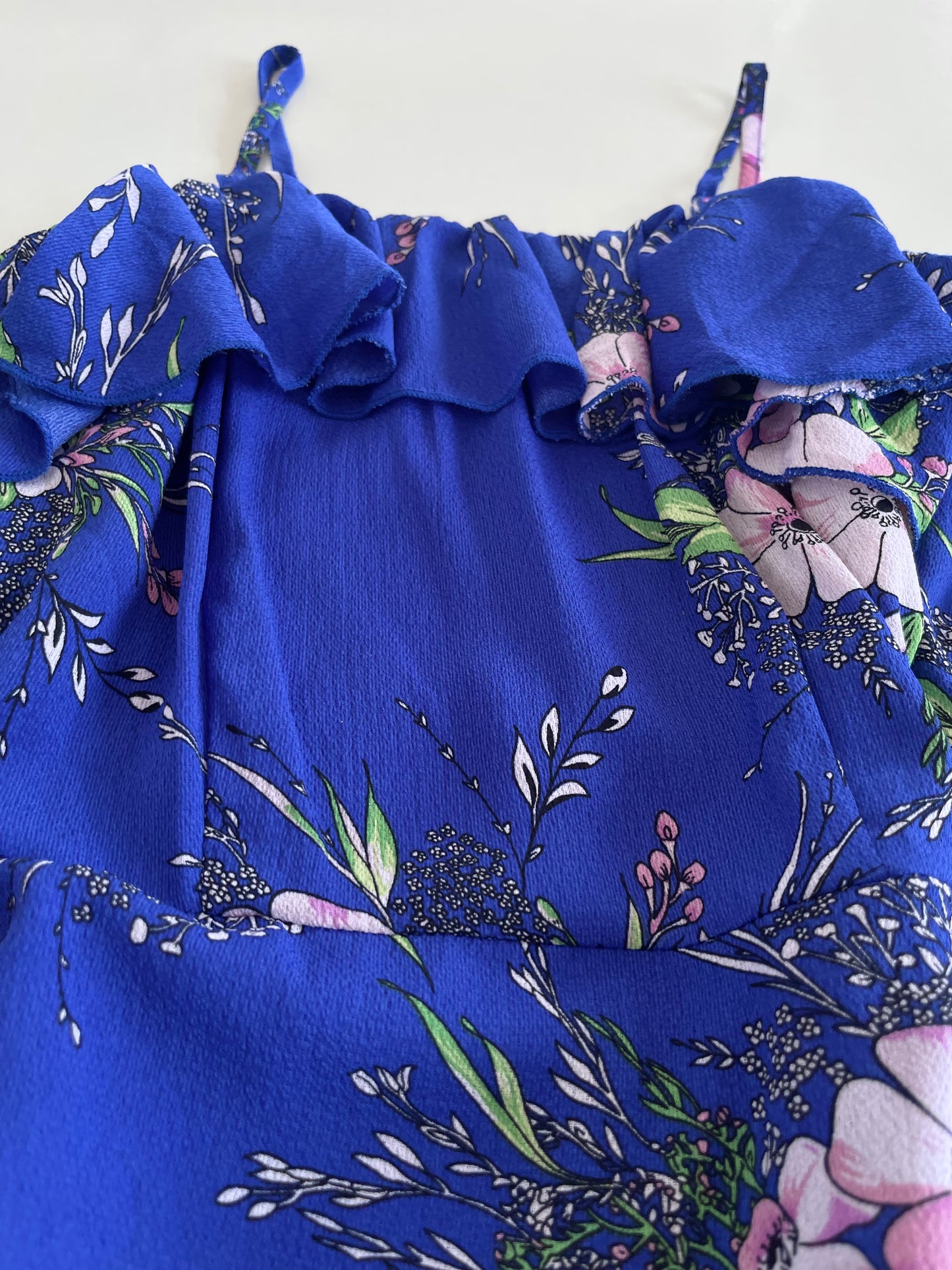 Blue Ruffle Dress-Bust 30 to 32