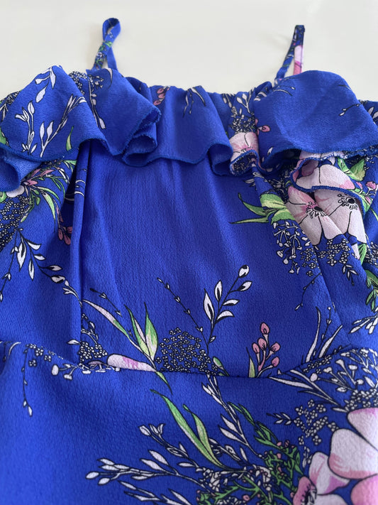 Blue Ruffle Dress-Bust 30 to 32