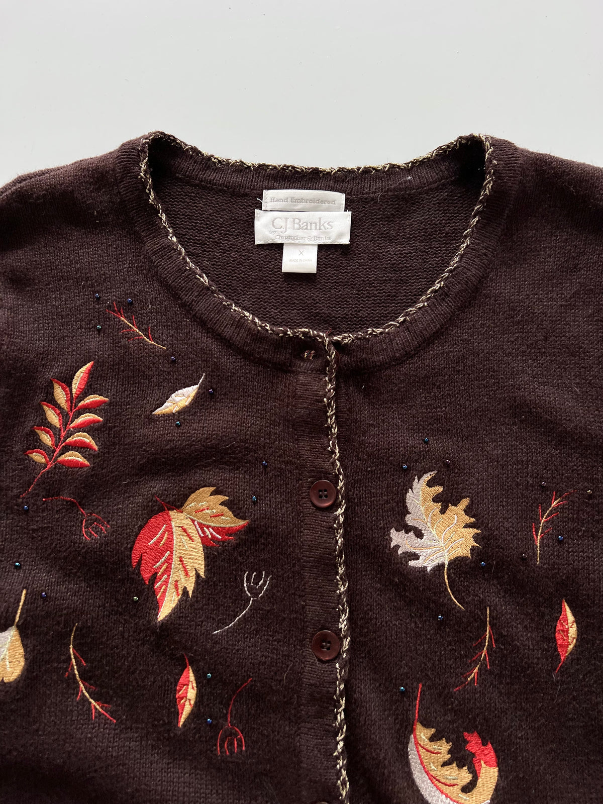 CJ Banks Embroidered Cardigan Sweater-Bust 48