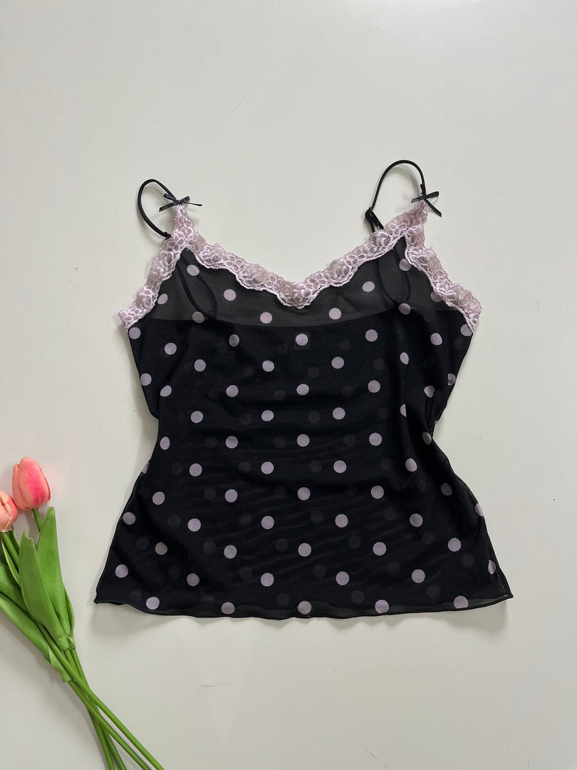 LACE POLKA DOT CAMI TOP - BUST 30 TO 34