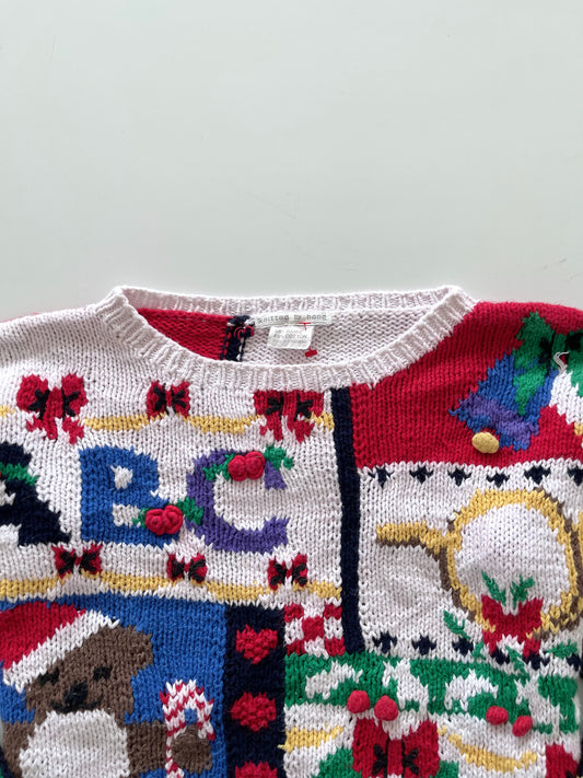 Knitted Christmas Hand Embroidered Sweater-Bust 44