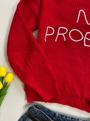 No Problem Red Soft Sweater - Bust 40 to 44