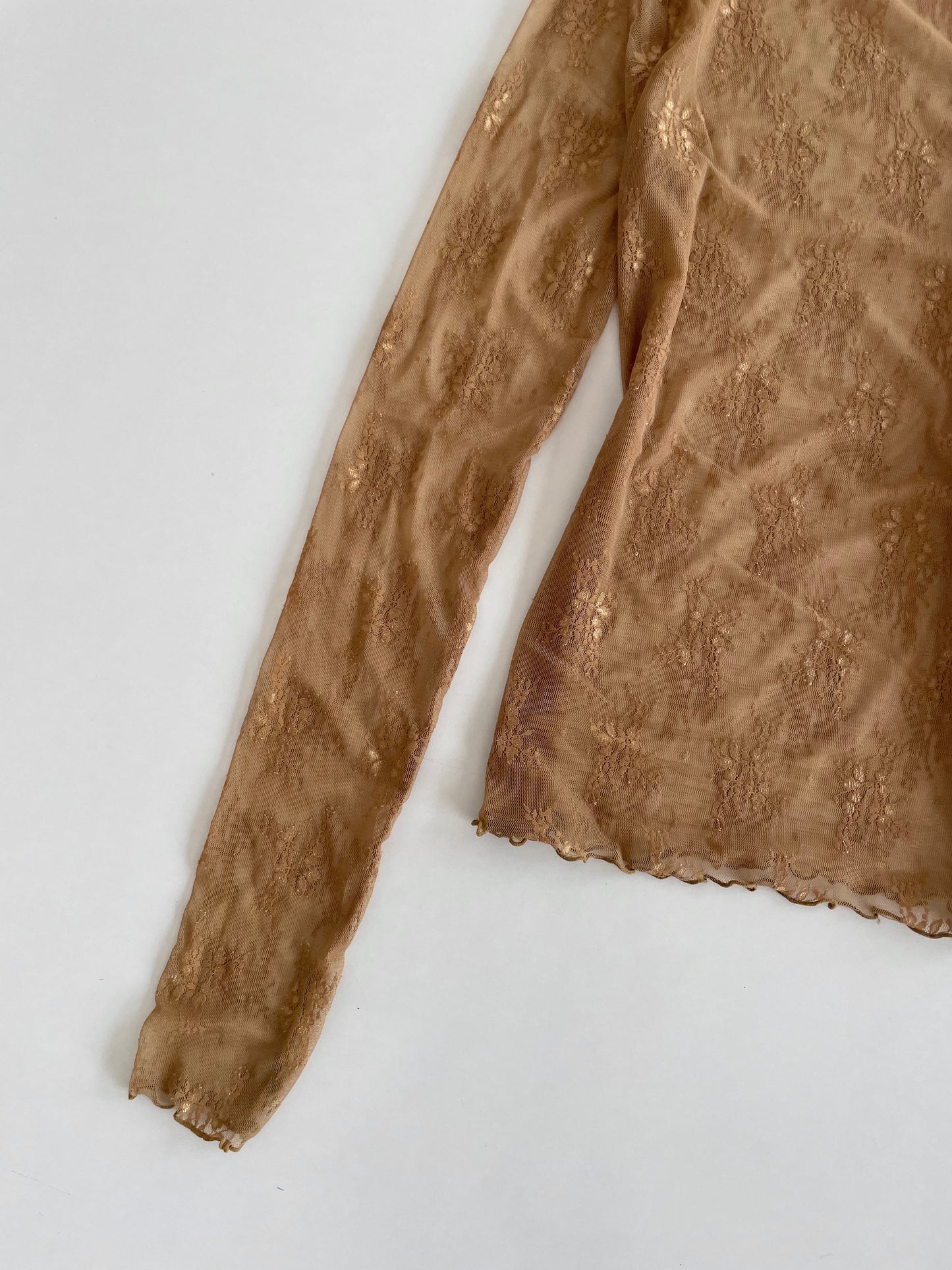Hem & Thread Lace Sheer Top-Bust 34 to 36
