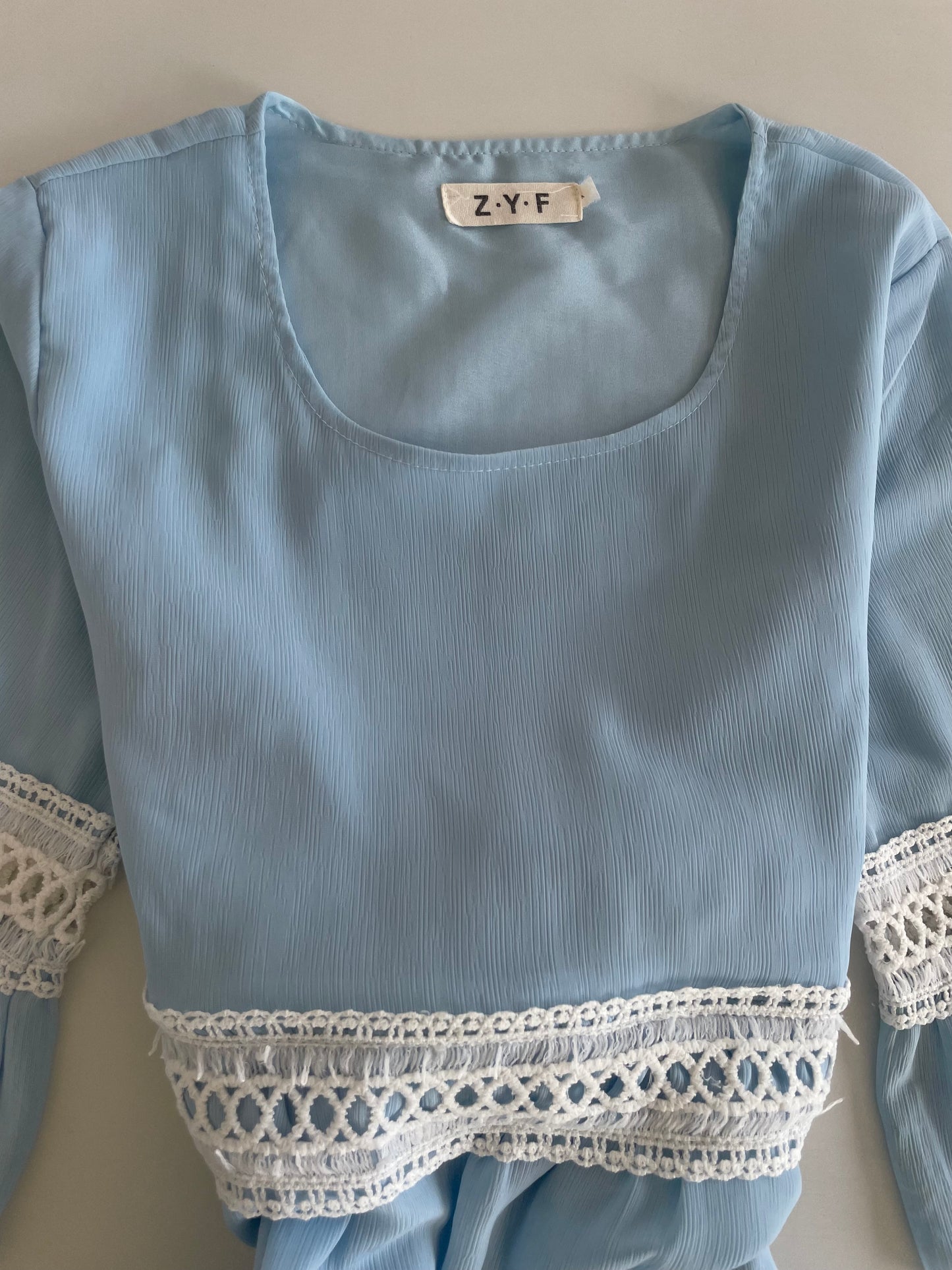 Baby Blue Lace Dress-Bust 36