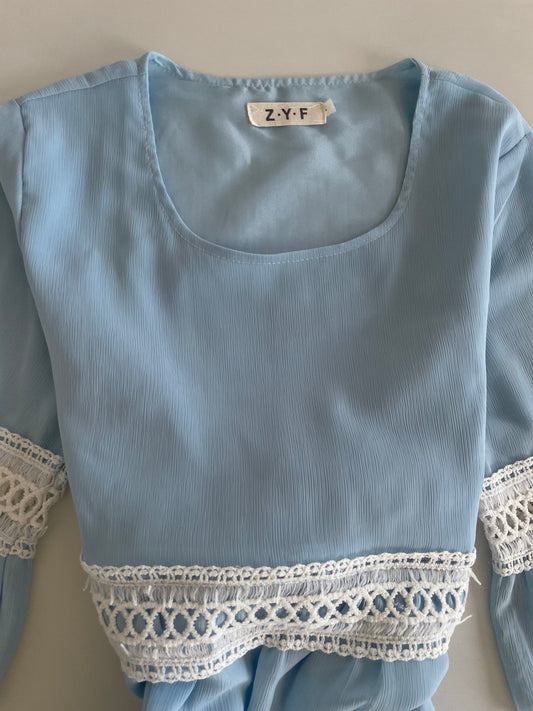 Baby Blue Lace Dress-Bust 36
