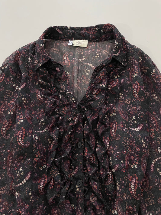 Lina T. Fashion Floral Sheer Vintage Shirt-Bust 44