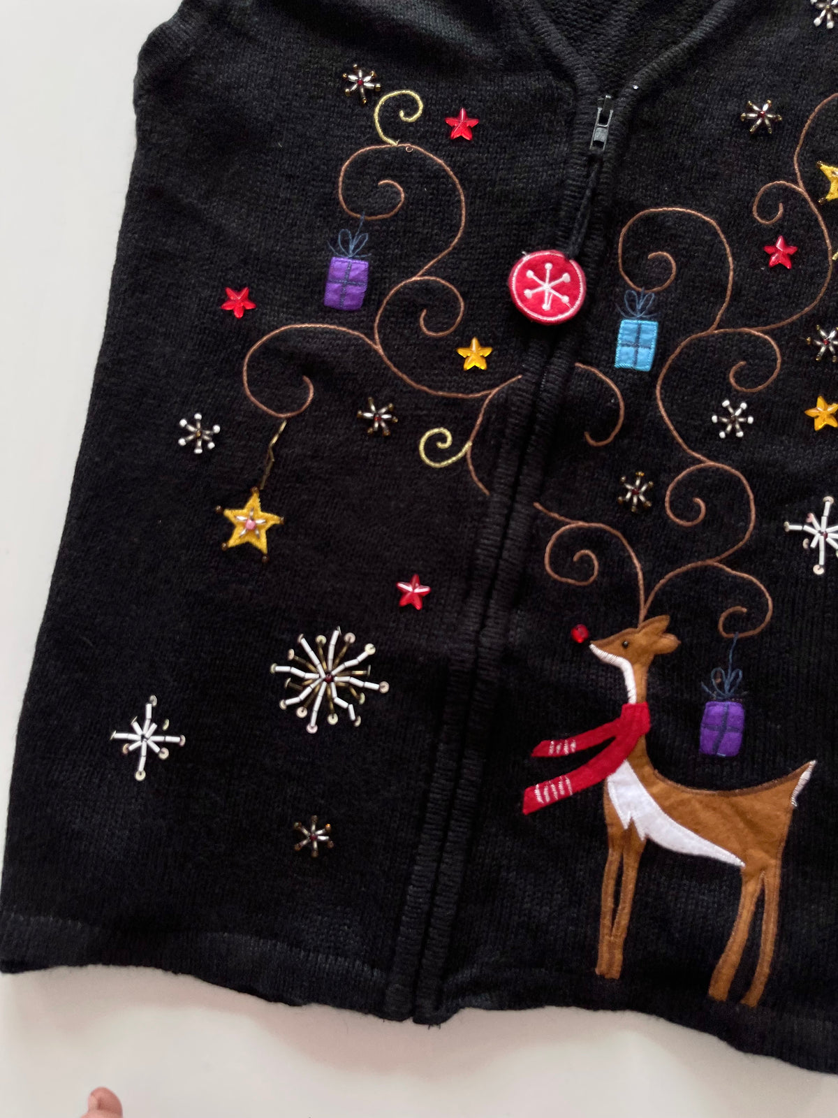 Kim Rogers Embroidered Christmas Vest Sweater-Bust 40