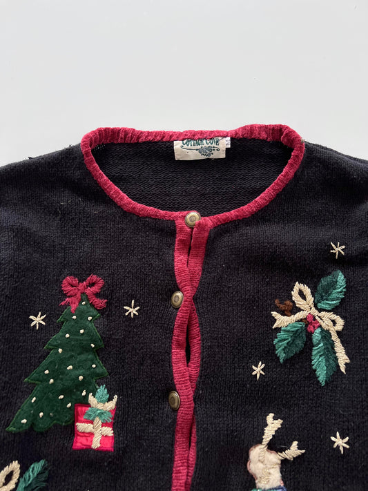 Cottage Cove Embroidered Christmas Cardigan Sweater-Bust 42
