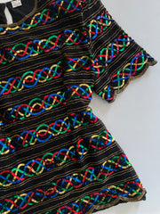 Laurence Kazar Heavily Embroidered 100% Pure Silk Top-Bust 40