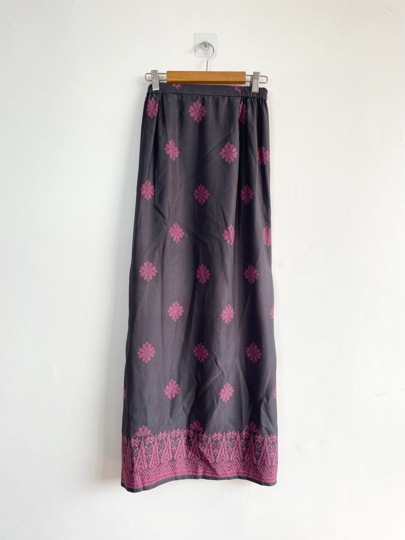 Slate Grey Floral Vintage Skirt-Waist 32 to 34