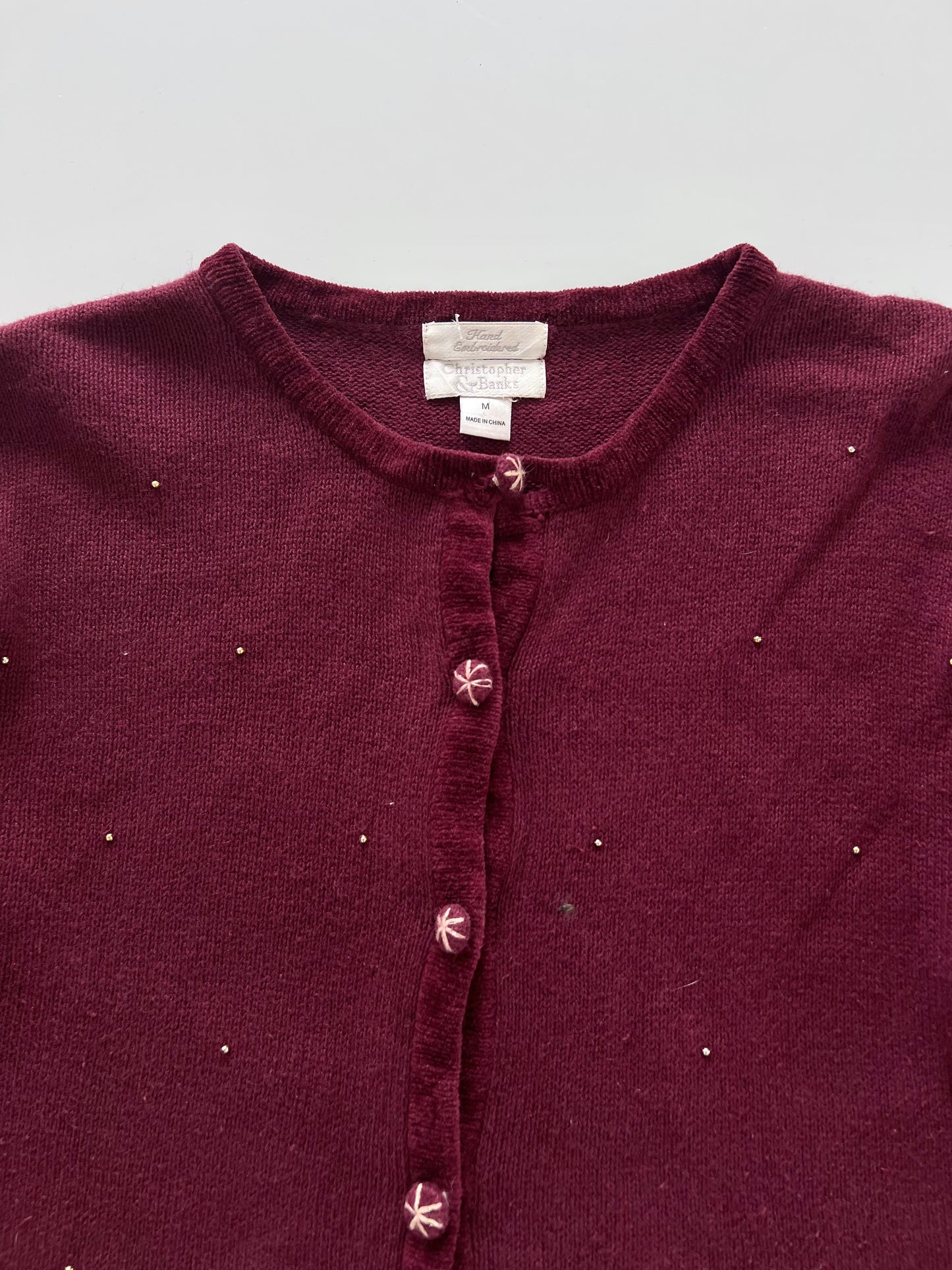 Christopher & Banks Hand Embroidered Christmas Sweater-Bust 44
