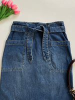 Load image into Gallery viewer, Belted Long Denim Skirt-Waist 28
