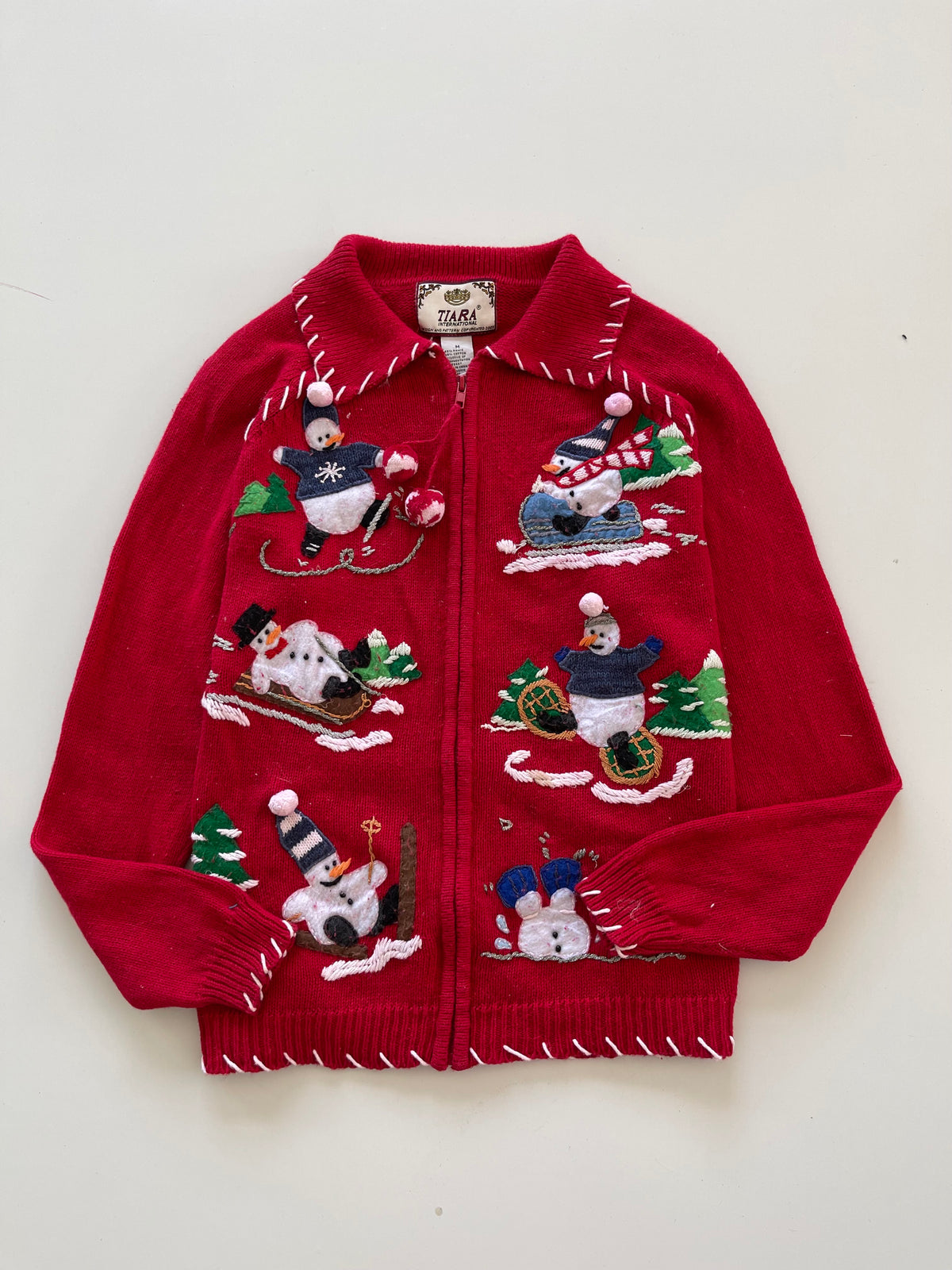 Tiara International Christmas Embroidered Zipper Sweater-Bust 44