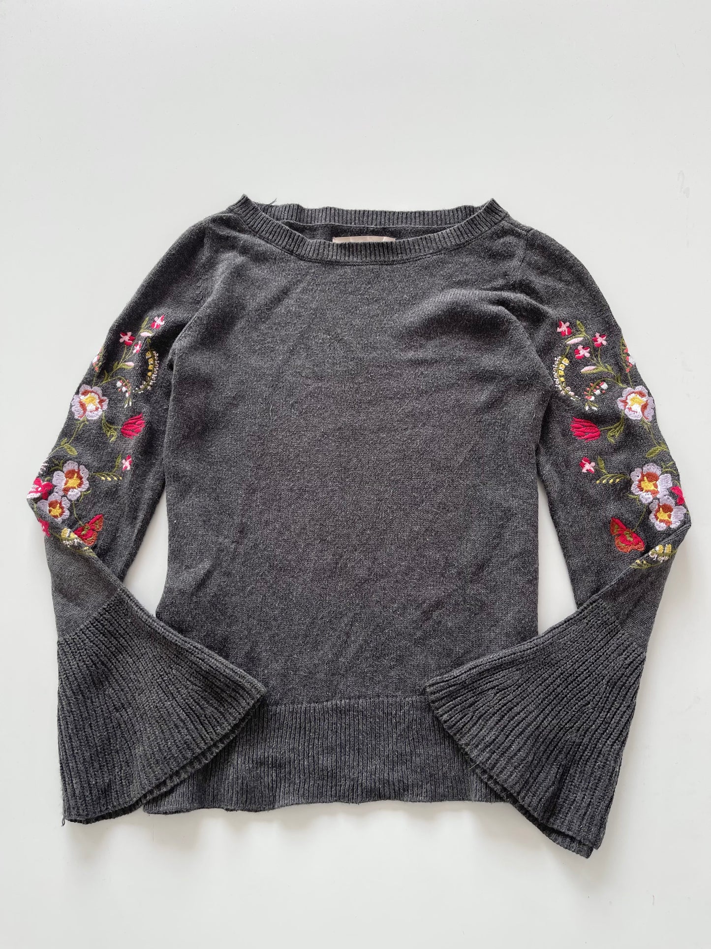 Loft Grey Embroidered Vintage Sweater-Bust 36