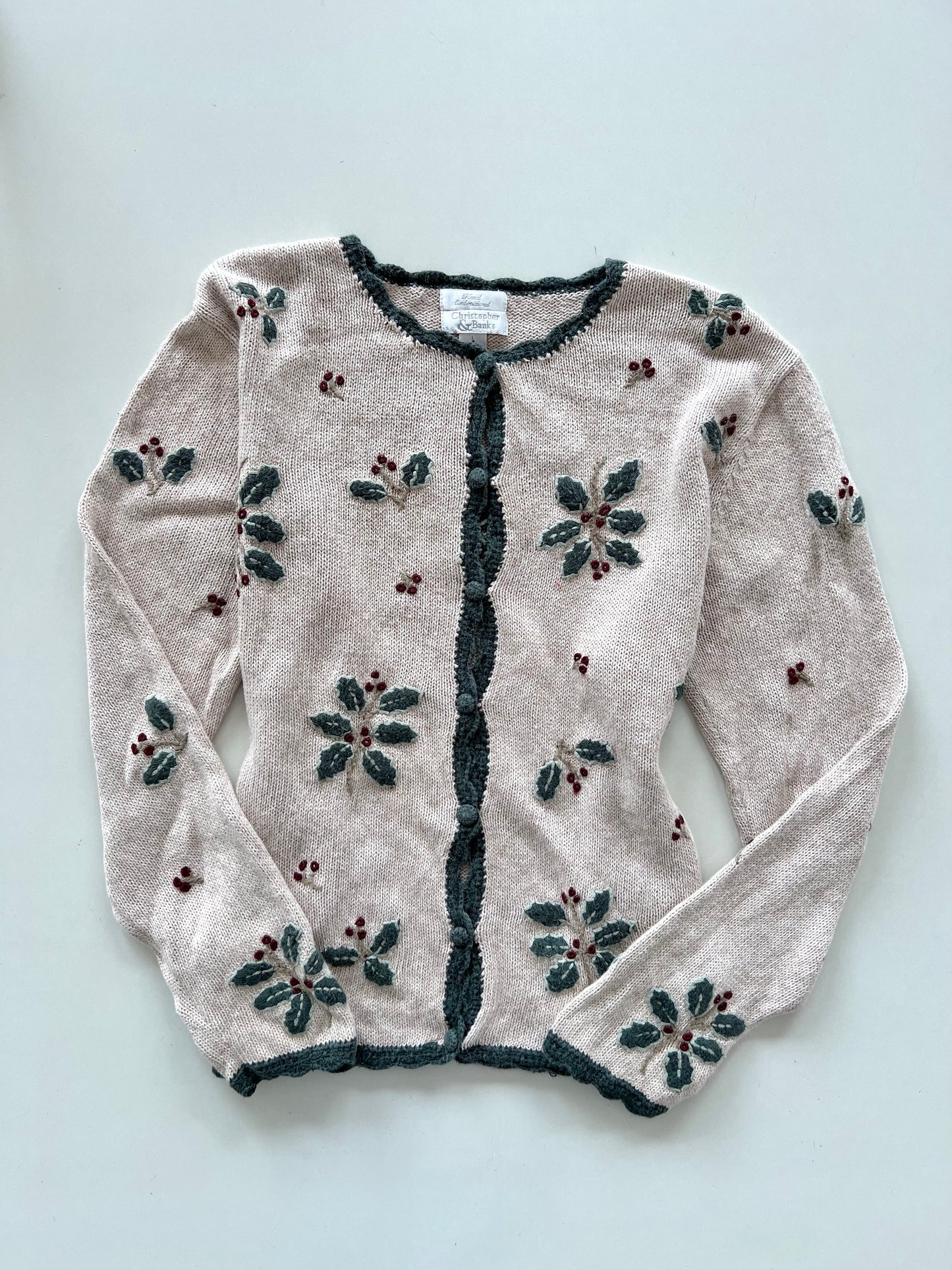 Christopher & Banks Vintage Hand Embroidered Sweater-Bust 42