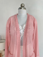 Load image into Gallery viewer, XIAO YING JIA FLAMINGO PINK SEMI SHEER SHRUG WITH POCKETS - BUST 36 TO 40
