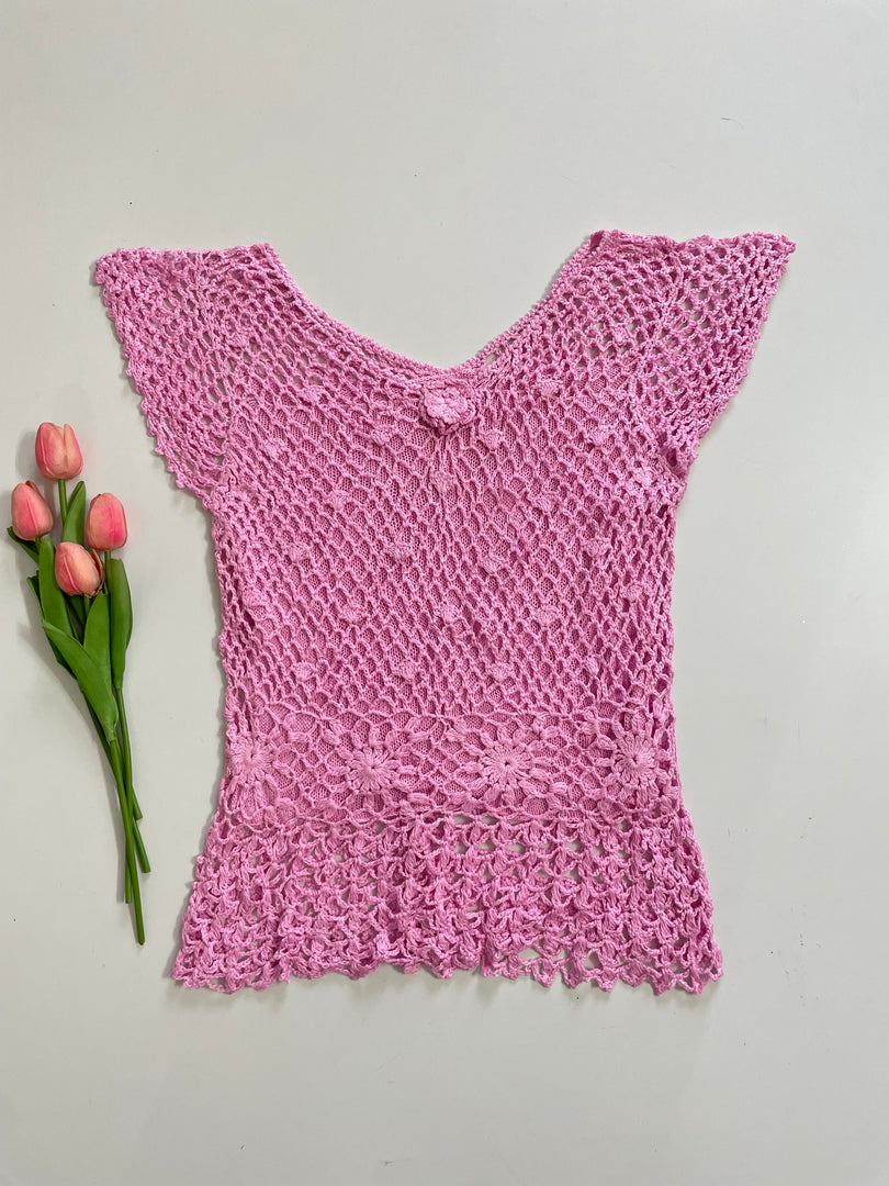 BUBBLEGUM PINK CROCHET TOP - BUST 32 TO 36