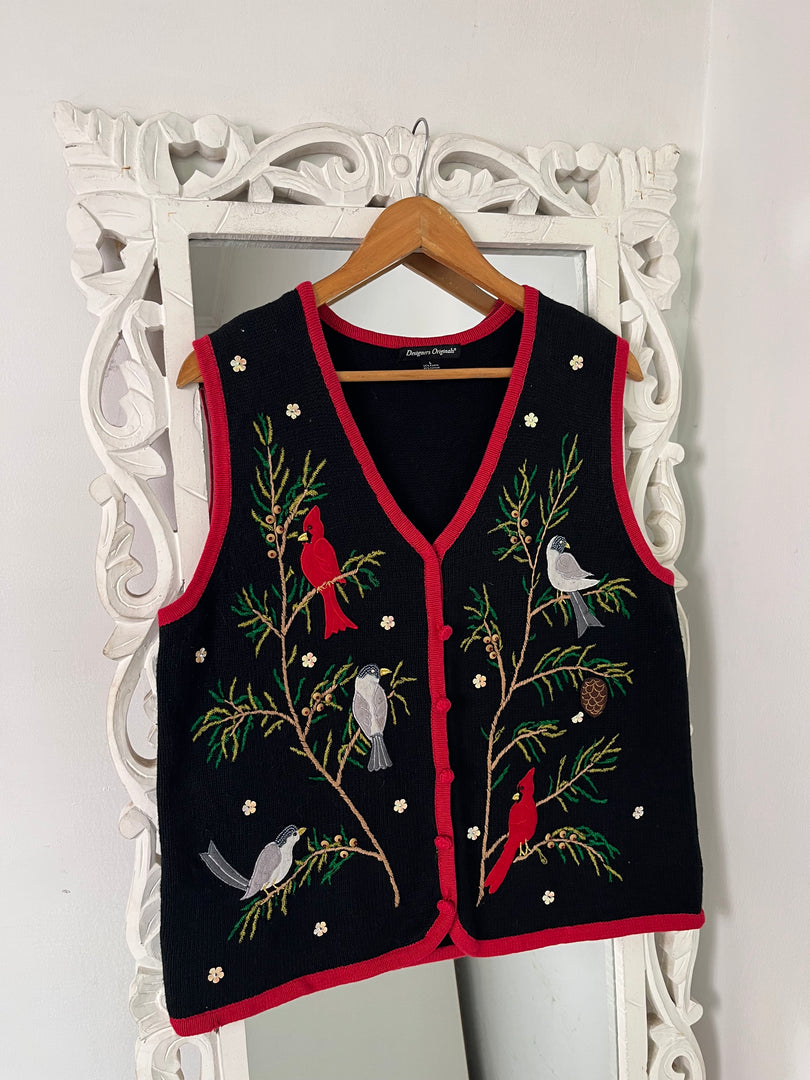 Vintage Embroidered Sweater Vest-Bust 40
