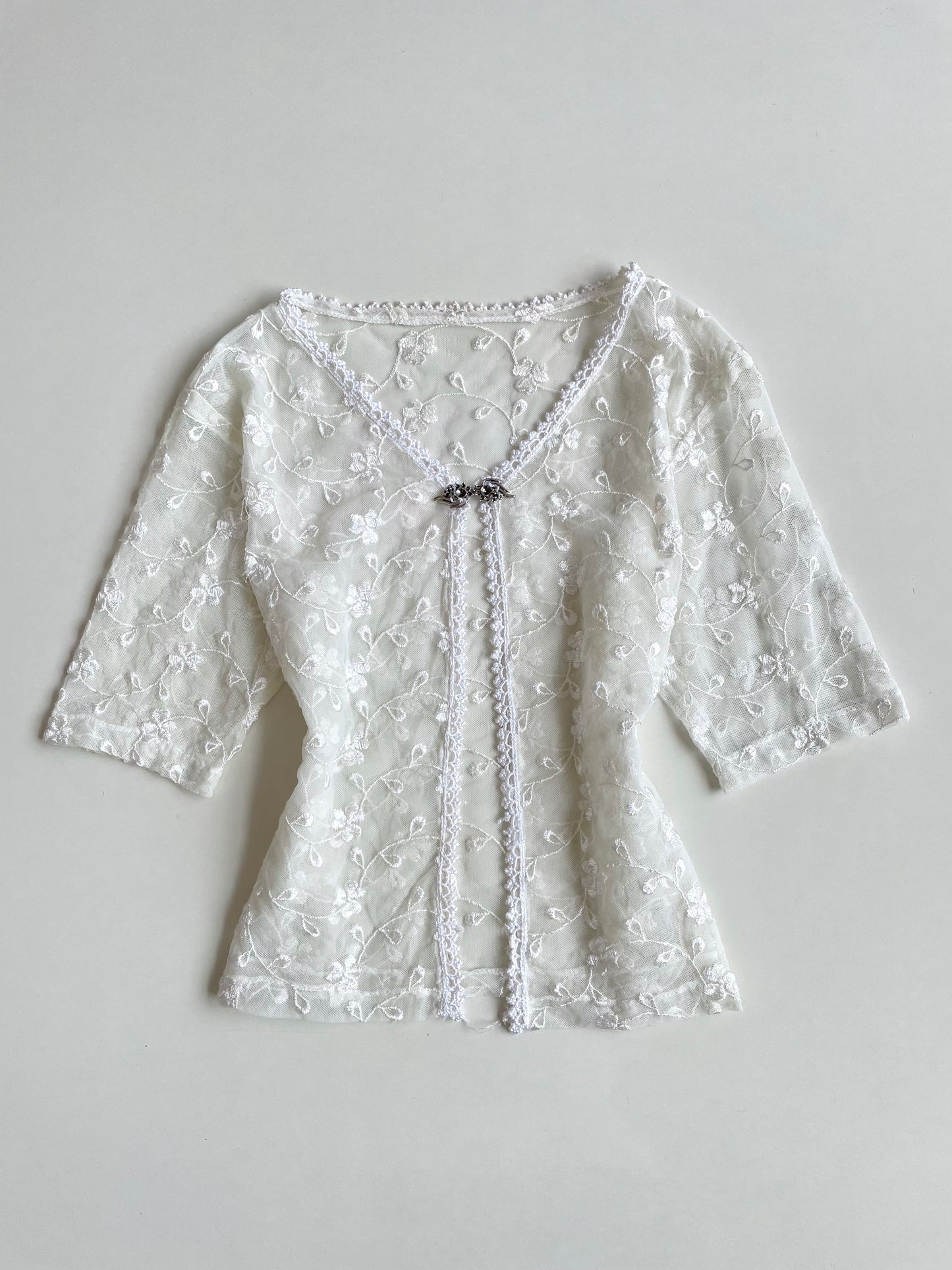 Embroidered Sheer Vintage Shrug-Bust 34