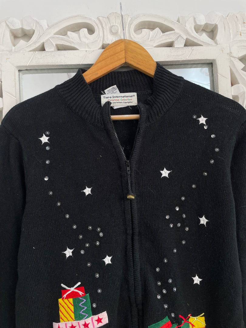 Tiara Embroidered Christmas Sweater-Bust 38