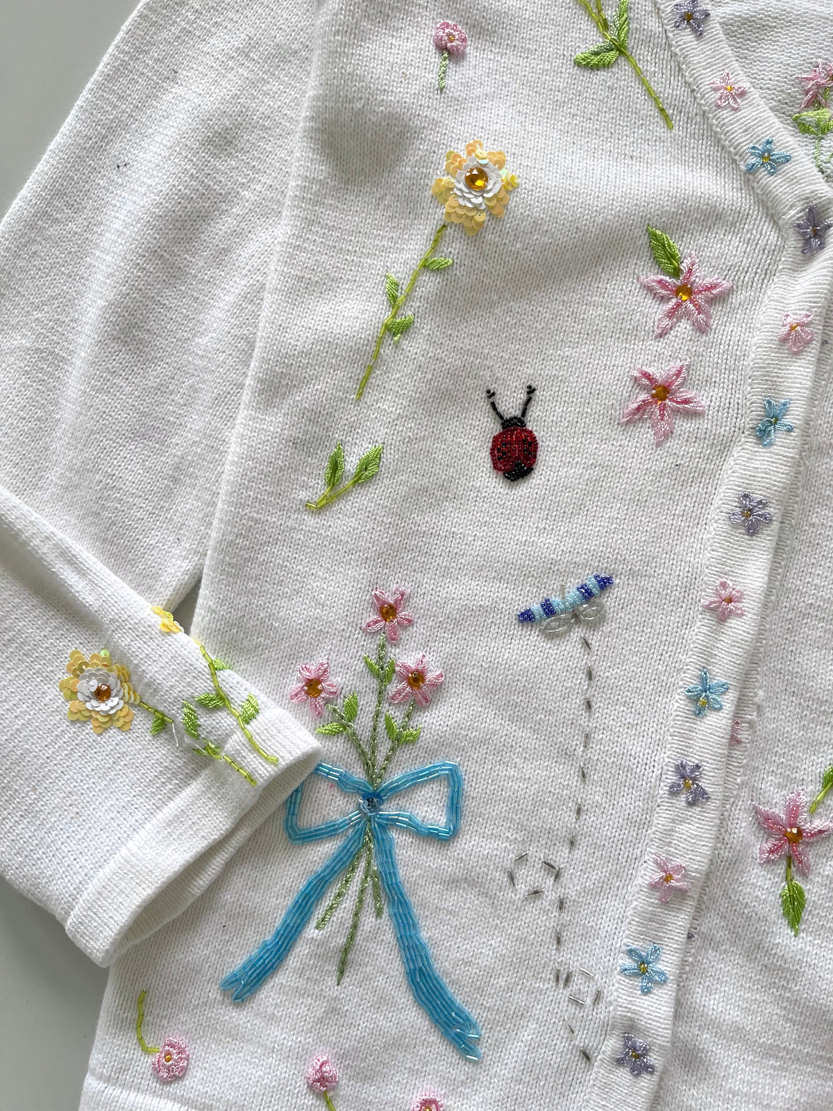 Storybook Knits Hand Embroidered Cardigan Sweater-Bust 52