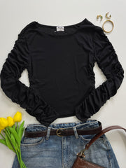 Ruched Sleeve Top-Bust 34 to 36