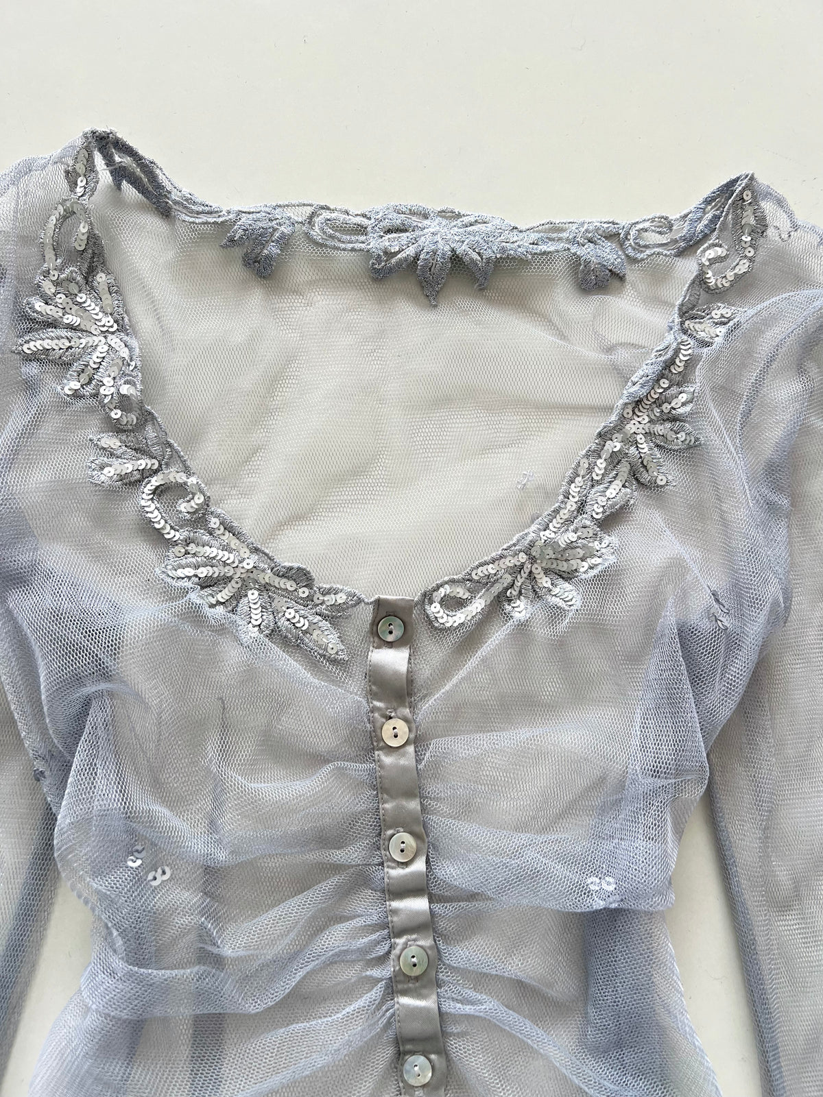 Vintage Embroidered Sheer Top-Bust 36