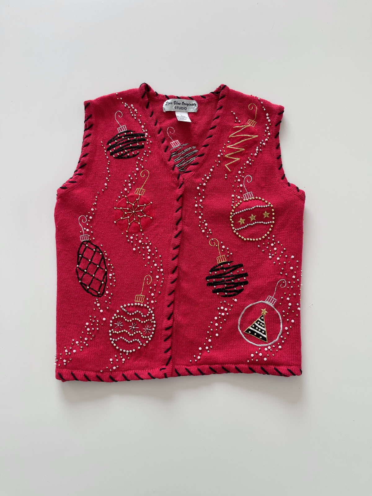 Star Blue Originals Embroidered Christmas Vest Sweater-Bust 44