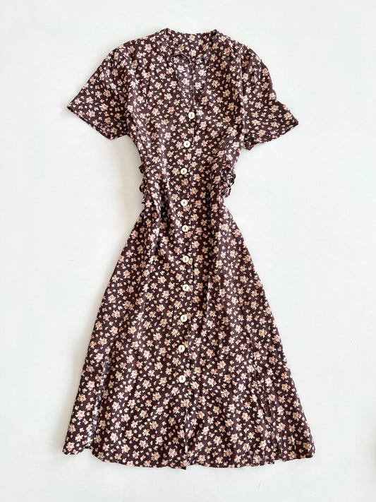 Floral Buttondown Vintage Dress-Bust 42