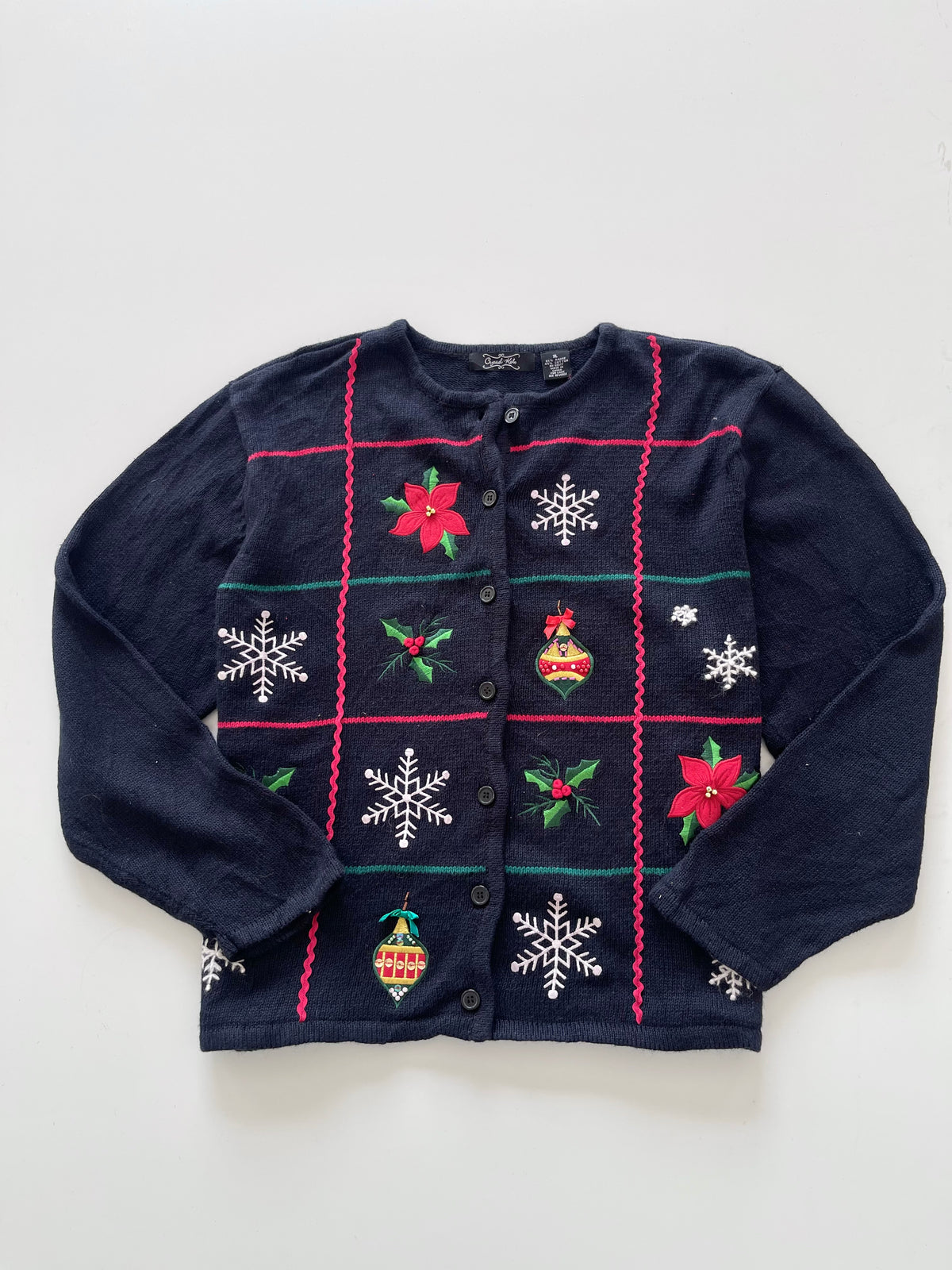 Crystal Kobe Embroidered Christmas Cardigan Sweater-Bust 48