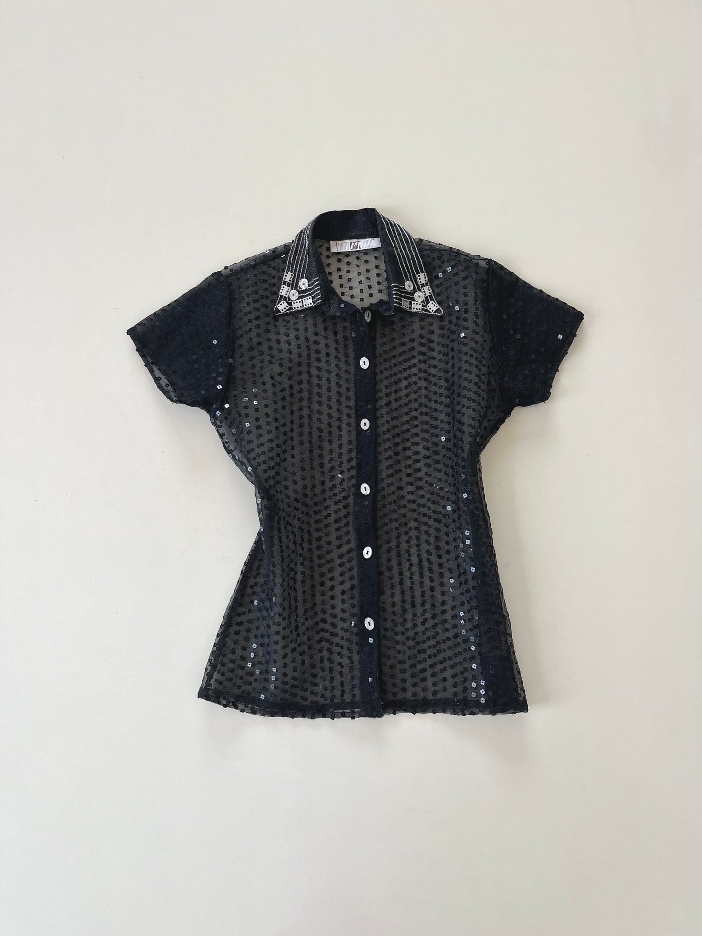 Legatte Sequin Sheer Shirt-Bust 38