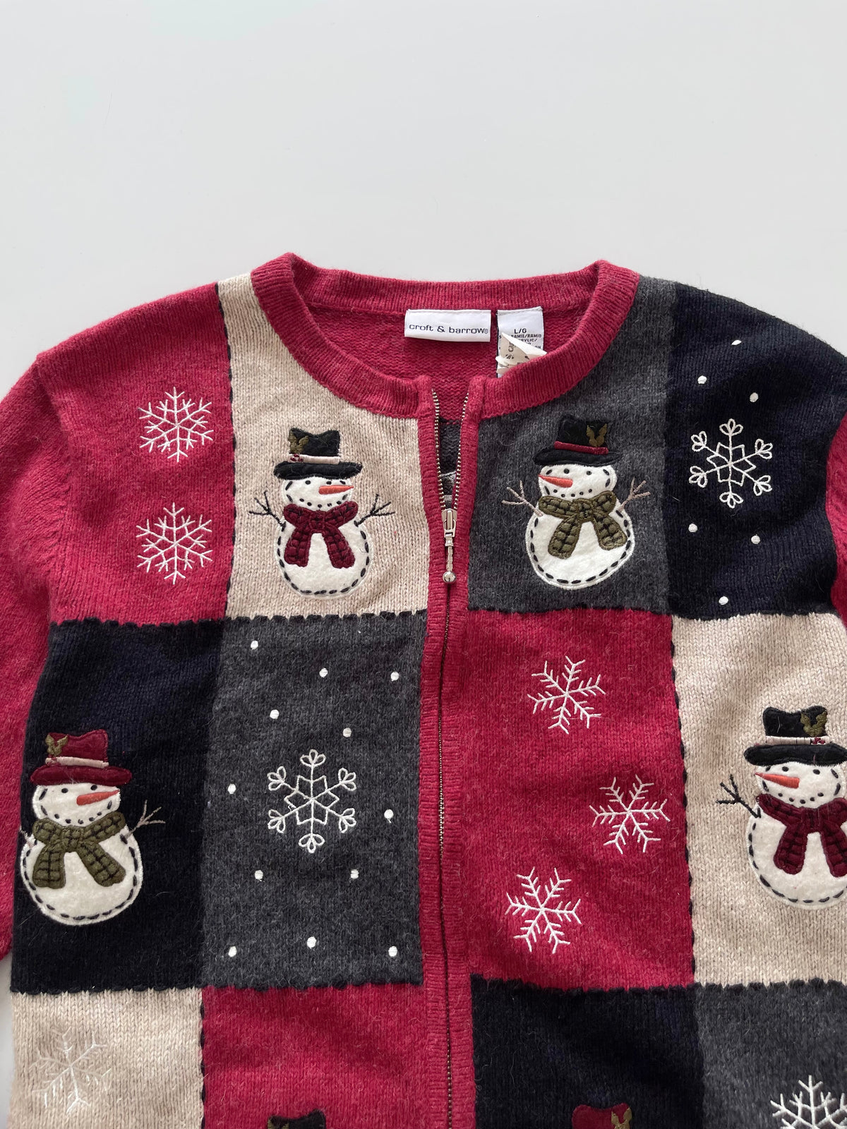 Croft&Barrow Christmas Embroidered Zipper Sweater-Bust 48