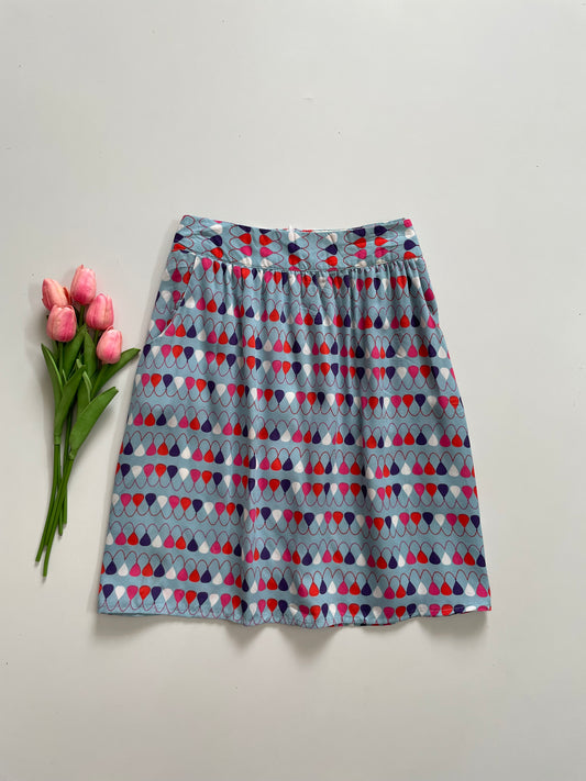 FERVOUR BABY BLUE PRINTED SKIRT - WAIST 34