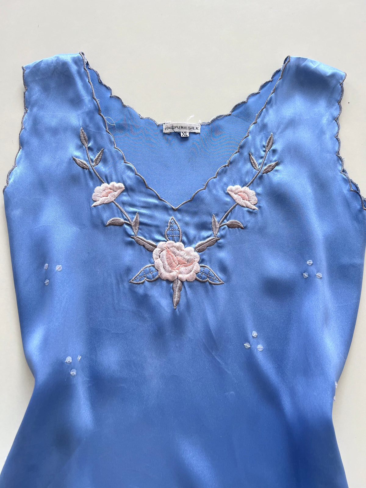 Vintage 100% Pure Silk Embroidered Top-Bust 36