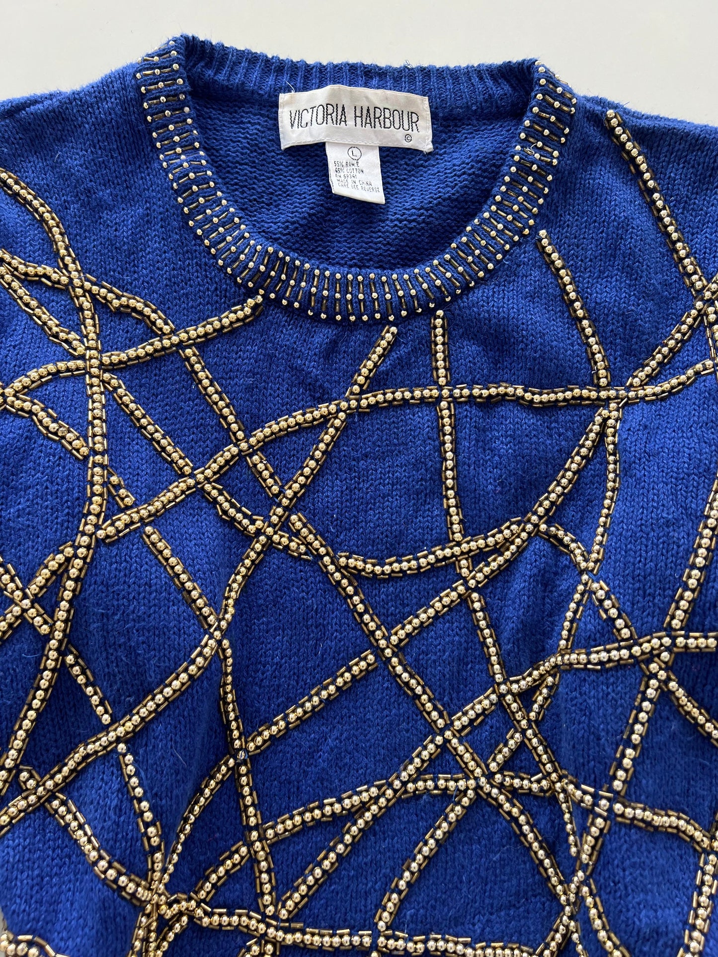 Victoria Harbour Vintage Embroidered Sweater-Bust 40