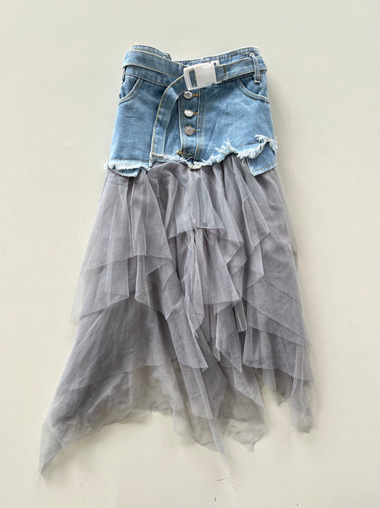 Asymmetric Vintage Tulle Skirt-Waist 30