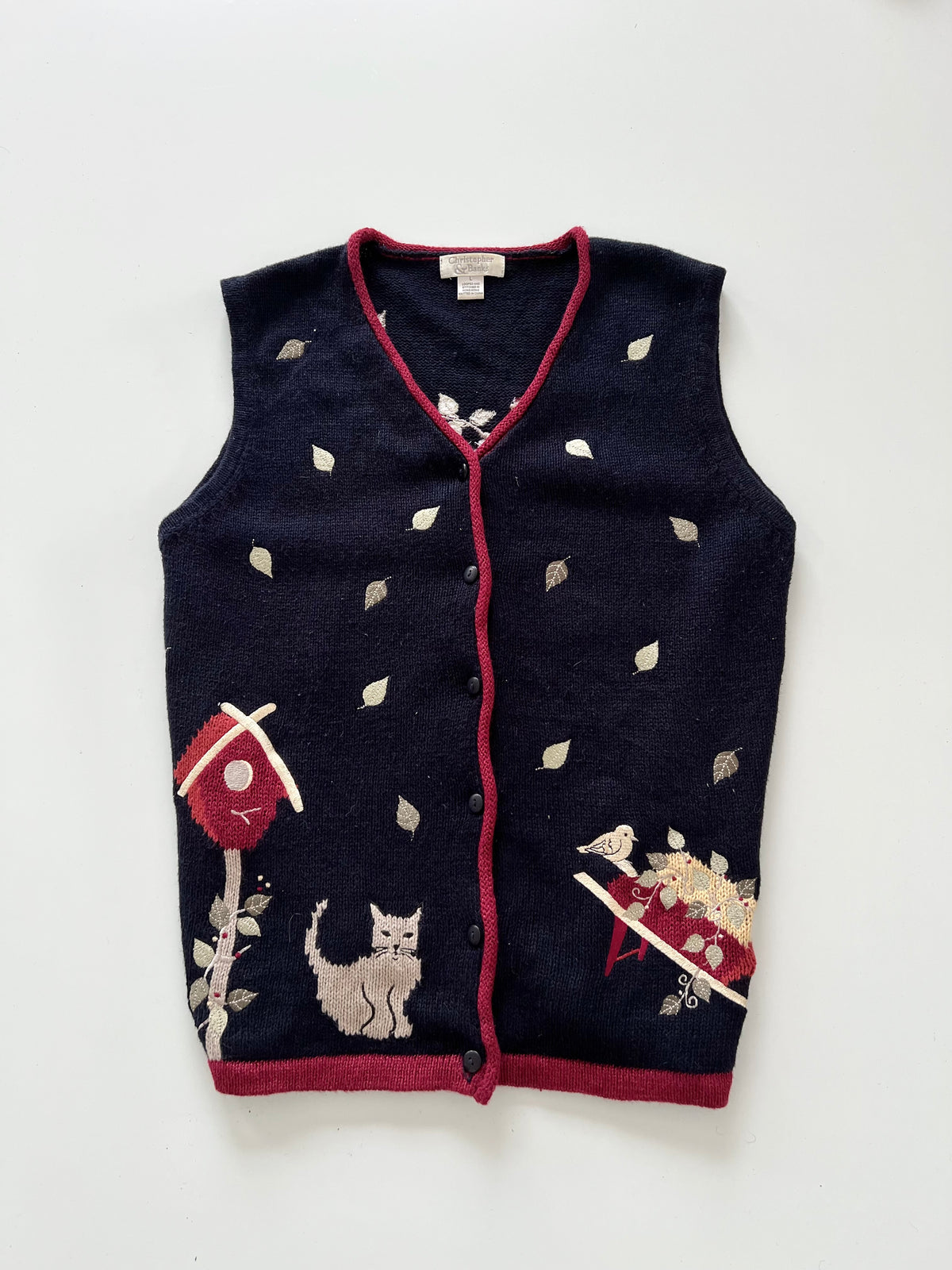 Christopher&Banks Embroidered Vest Sweater-Bust 42