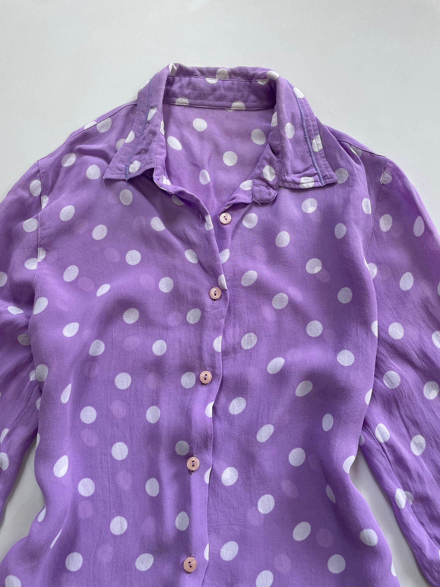 Sheer Polka Dot Shirt-Bust 34