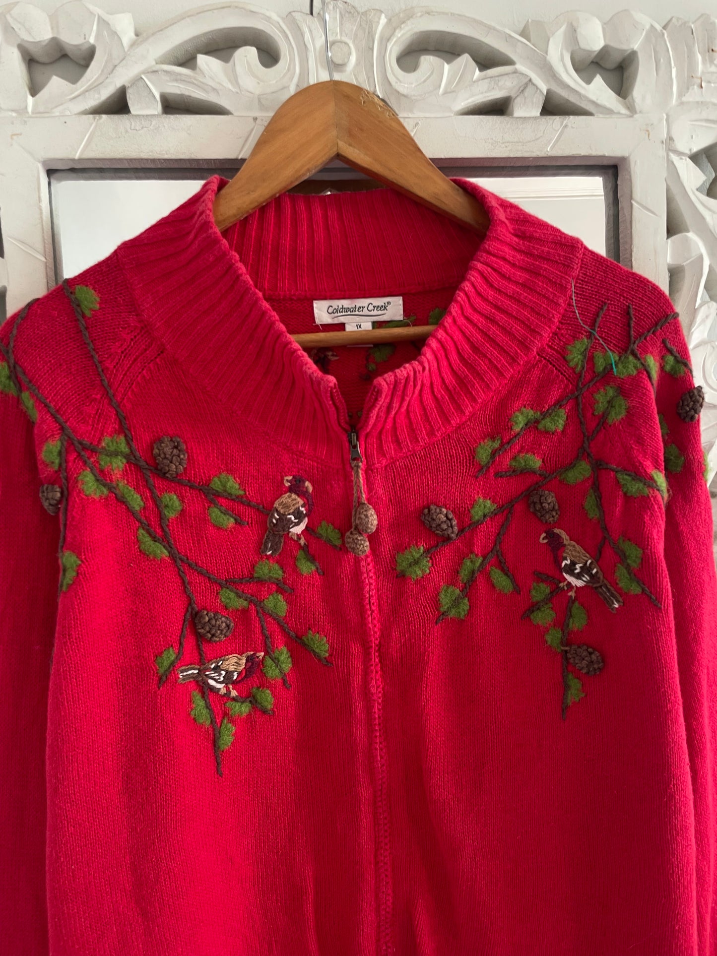 Coldwater Creek Embroidered Vintage Sweater-Bust 48
