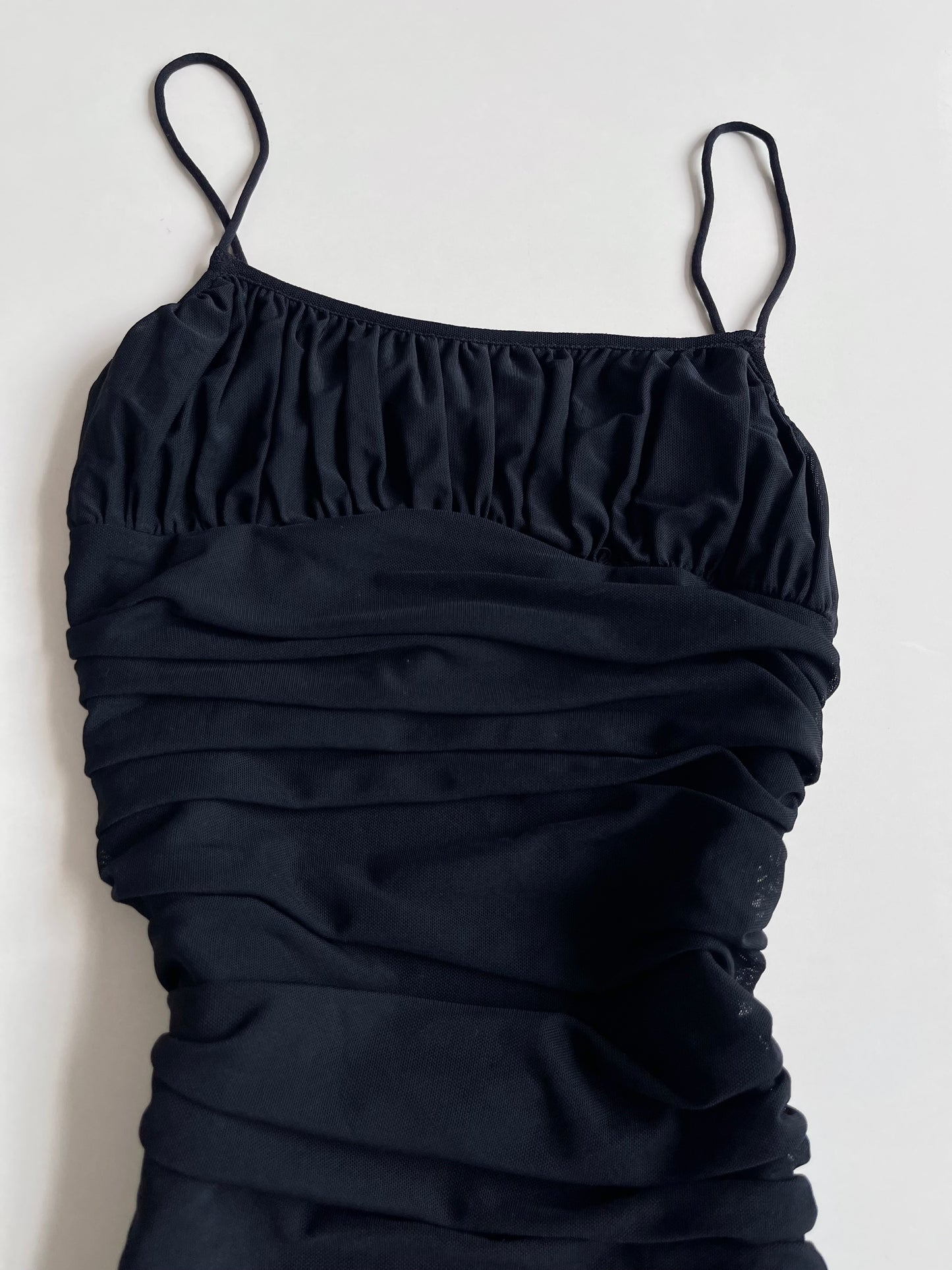 Black Ruched Slip Dress-Bust 30 to 32