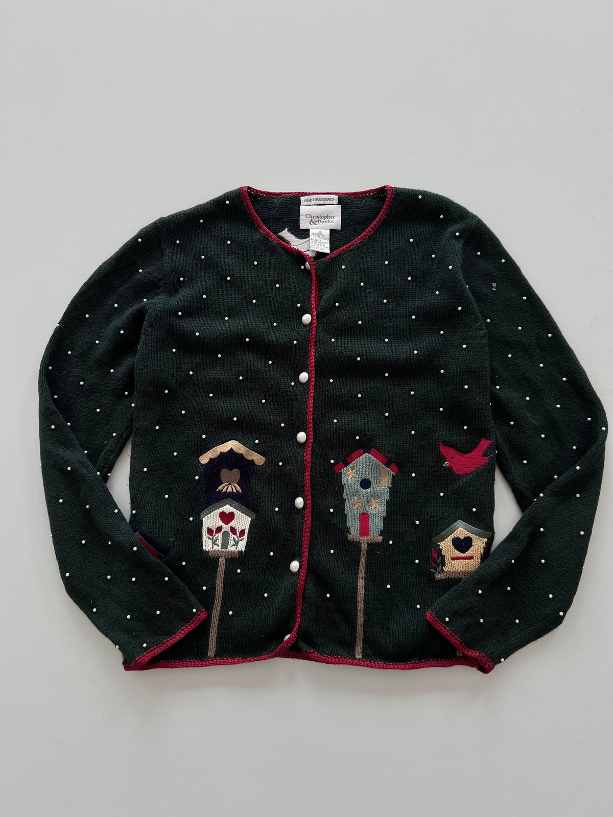 Christopher & Banks Hand Embroidered Christmas Sweater-Bust 42