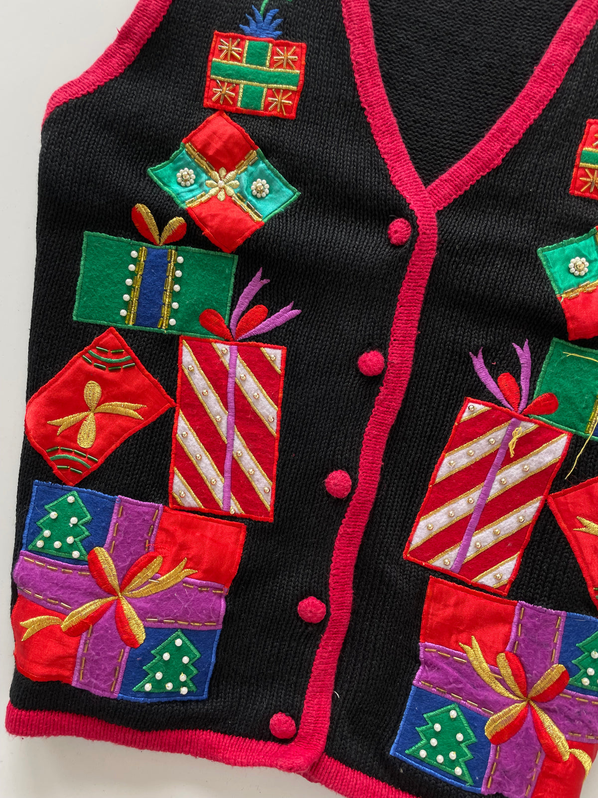 Kathie Lee Christmas Embroidered Vest Sweater-Bust 44