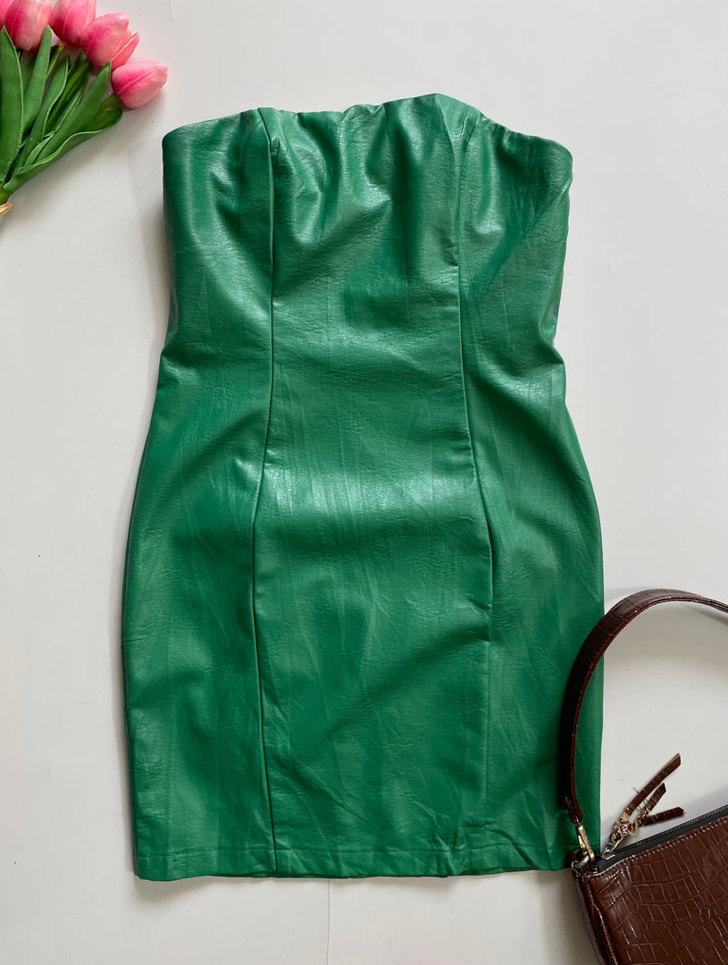 Princess Polly Green Faux Leather Dress-Bust 32