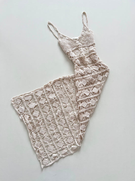 Flamant Rose Crochet Sheer Dress-Bust 36